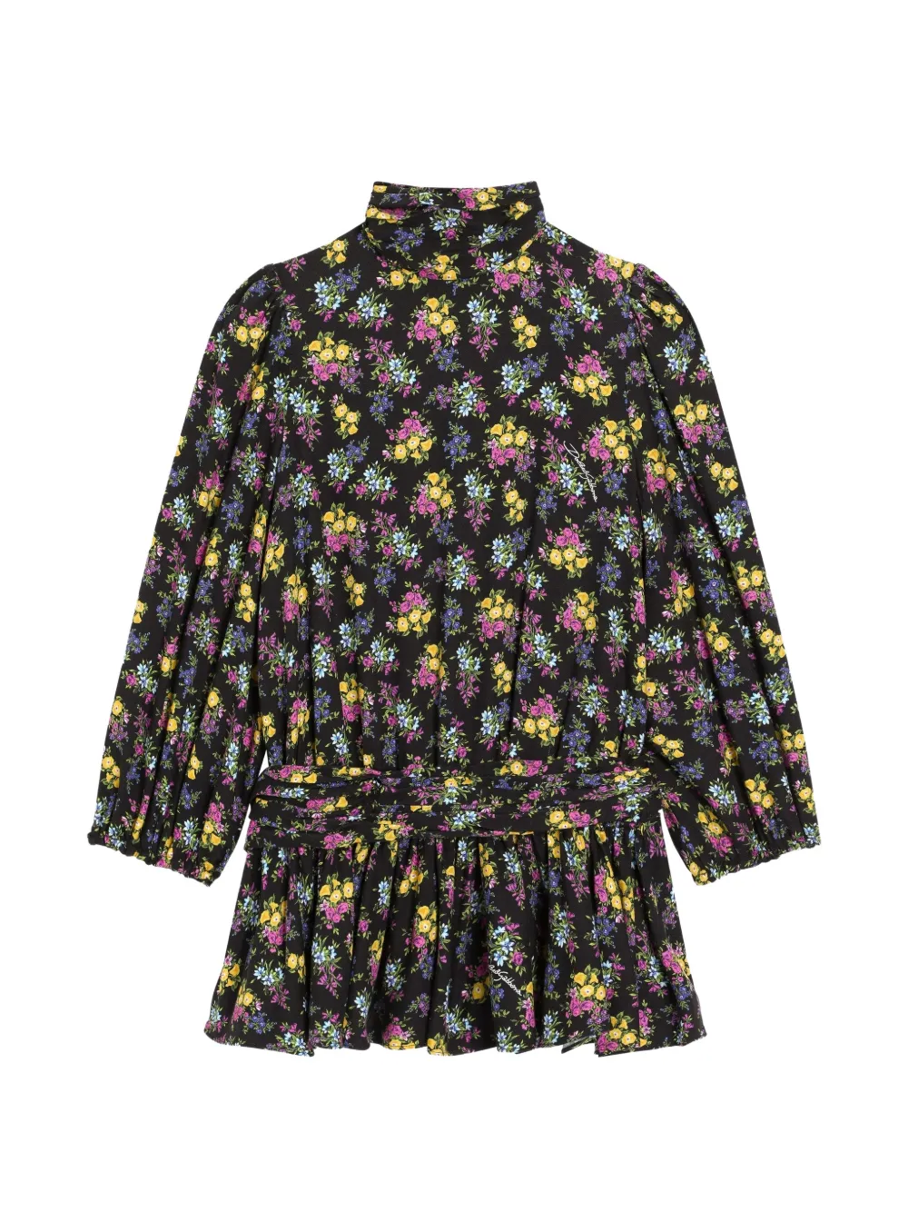 Dolce & Gabbana Kids Abito con stampa a fiori - Nero