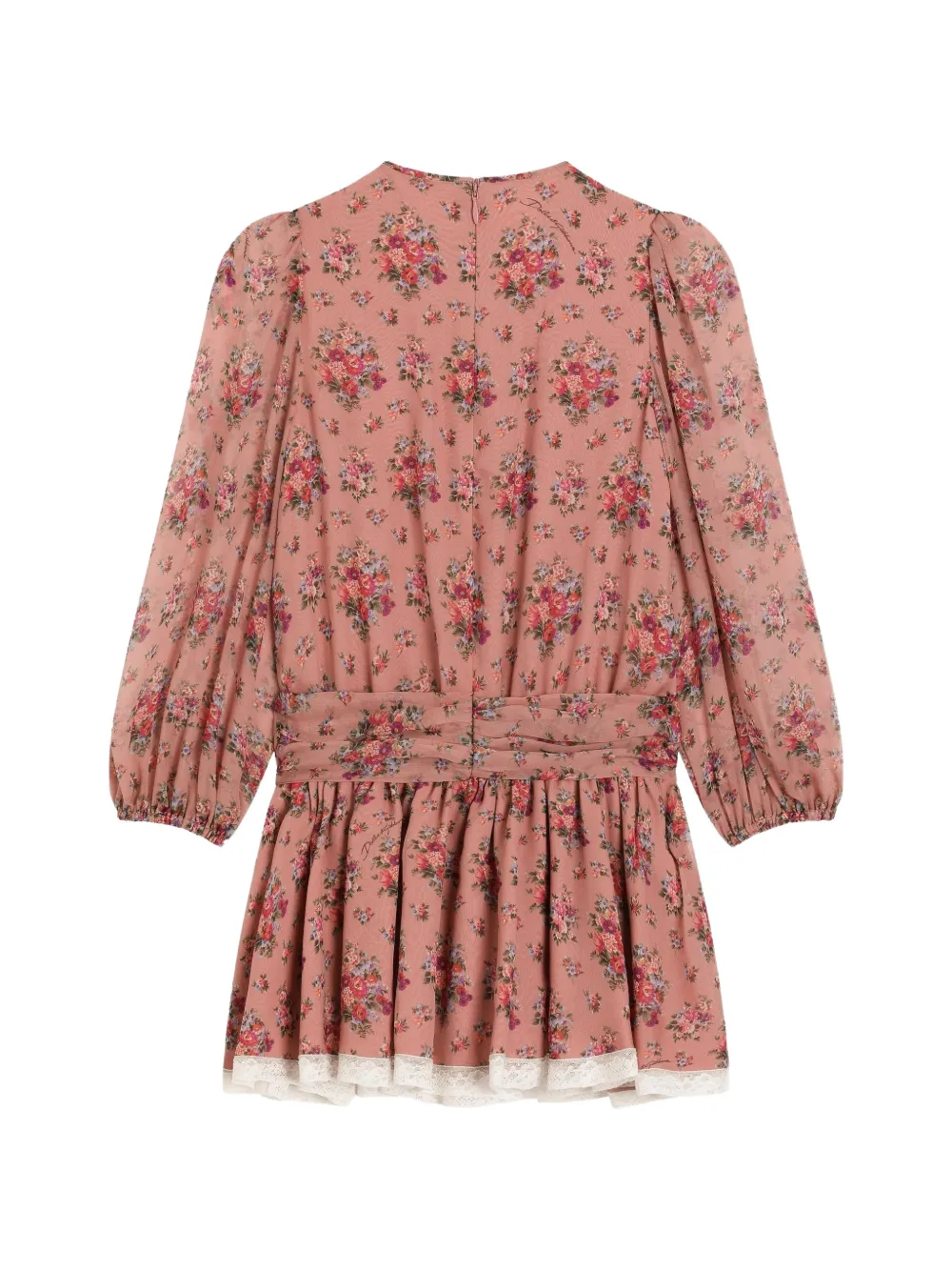 Floral-Pattern Long-Sleeved Dress