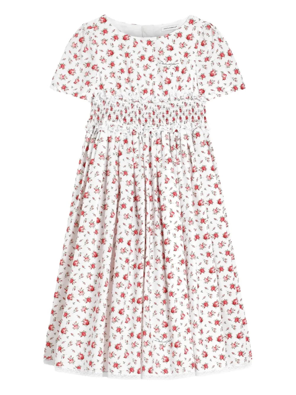 Dolce & Gabbana Kids floral-print dress - White