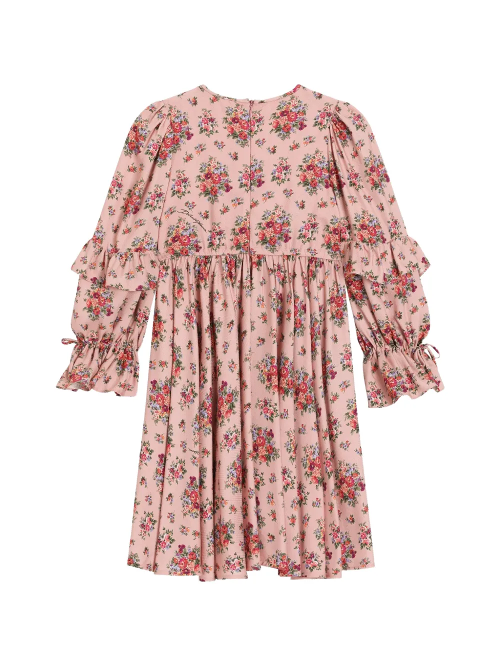 Dolce & Gabbana Kids Jurk met bloemenprint en ruches Roze