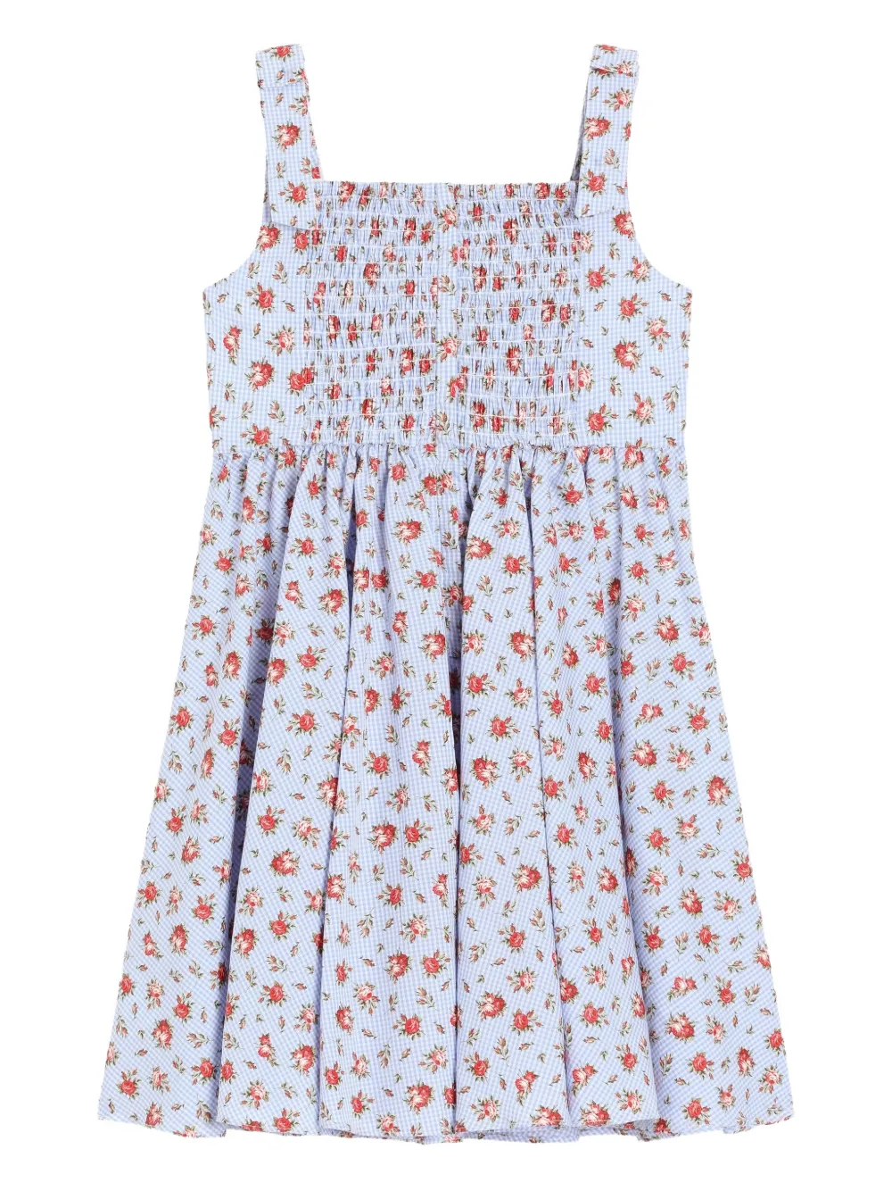 Dolce & Gabbana Kids Gelaagde jurk met bloemenprint Blauw