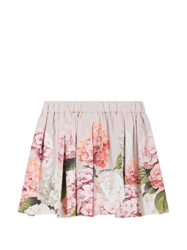 Dolce & Gabbana Kids Hydrangea-print Canvas Skirt | Neutrals