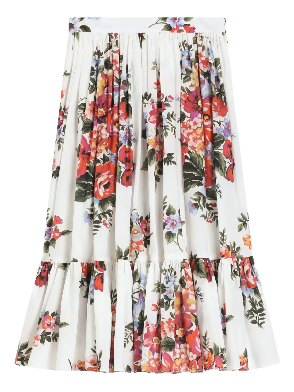 Dolce & Gabbana Kids Gonna a fiori con ruches - Bianco