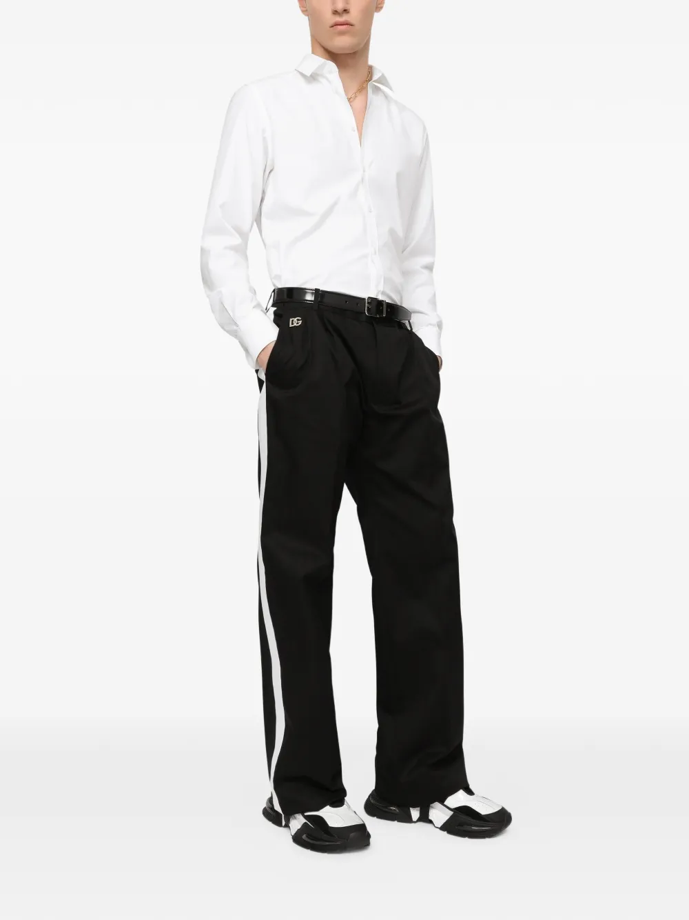 Dolce & Gabbana Stretch-poplin overhemd met Gold-fit Wit