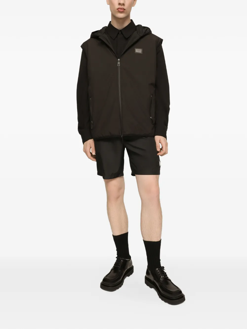 Dolce & Gabbana Nylon overhemd met logo-label Zwart