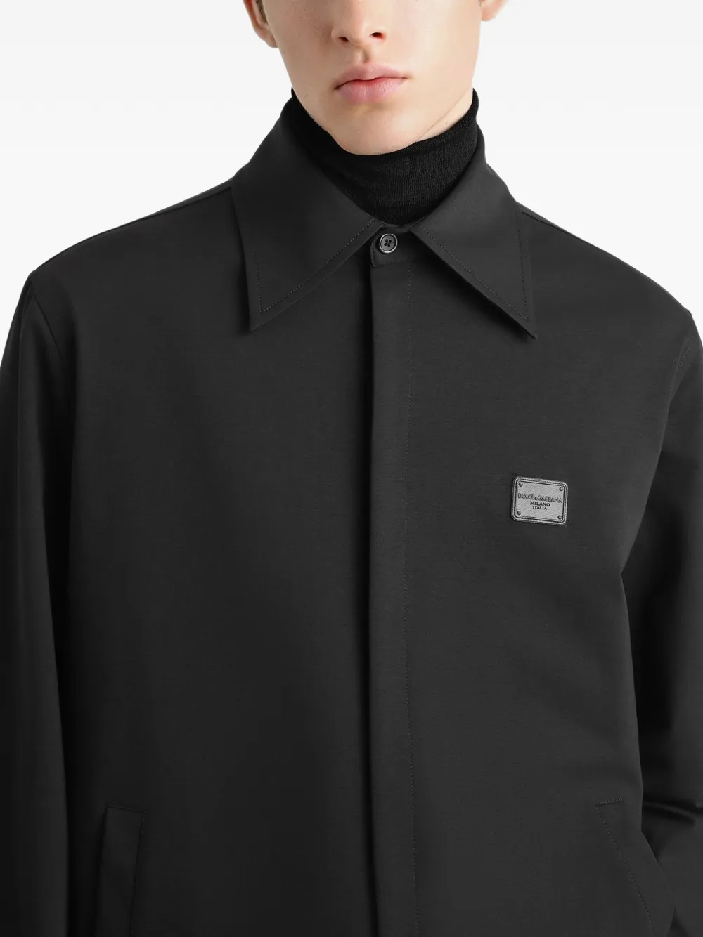 Dolce & Gabbana Overhemd van technisch materiaal met label Zwart