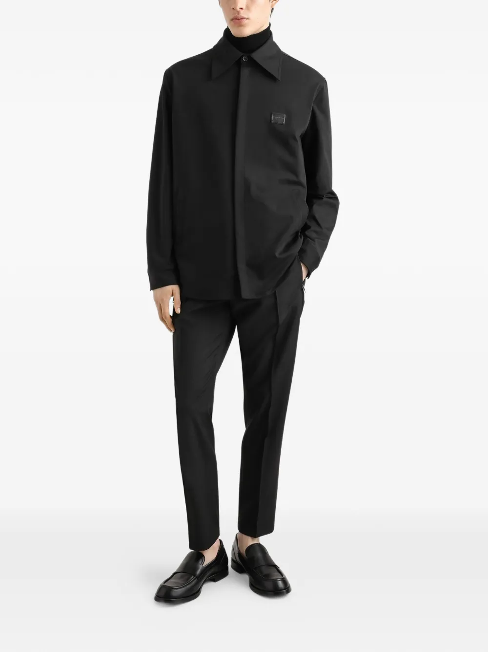 Dolce & Gabbana Overhemd van technisch materiaal met label Zwart