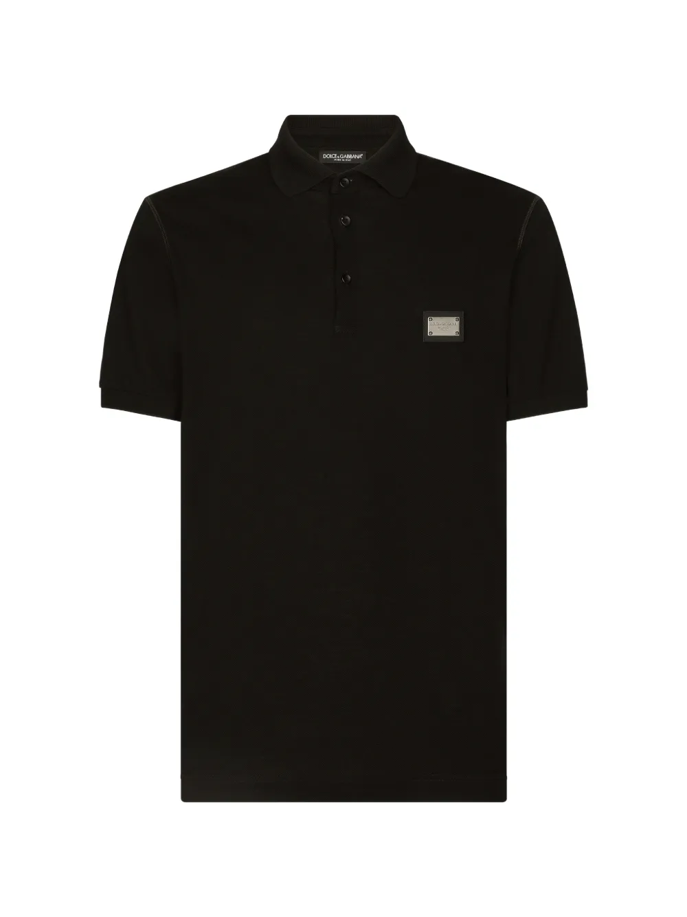 Dolce & Gabbana cotton piqué polo-shirt with branded tag - Nero
