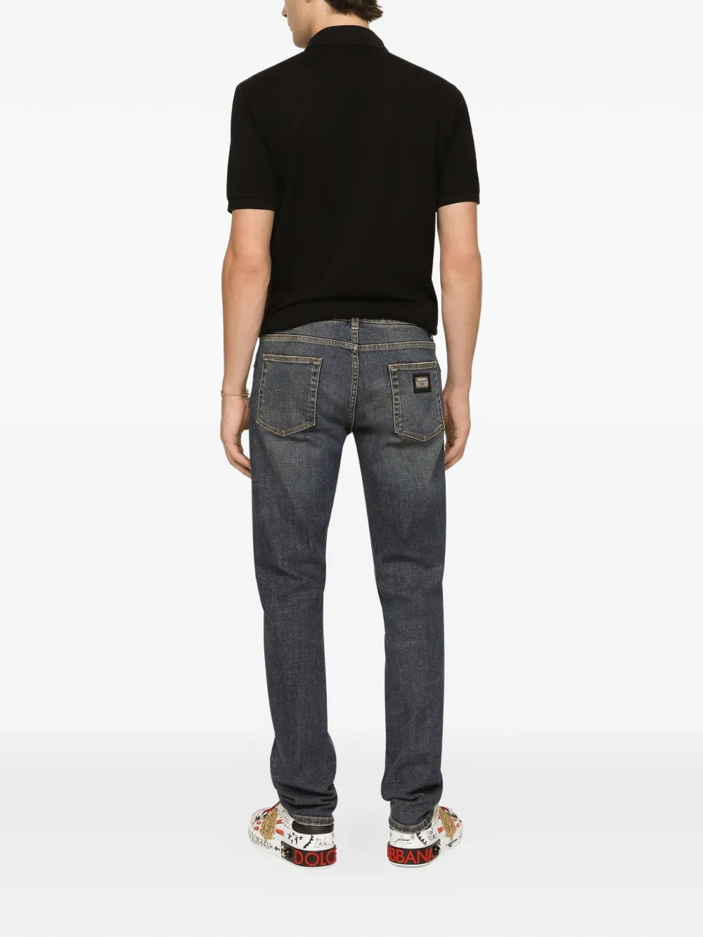 Dolce & Gabbana Katoenen piqué poloshirt met label Zwart