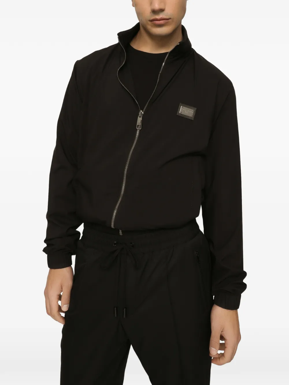 Dolce & Gabbana Licht nylon jack met logo-label Zwart