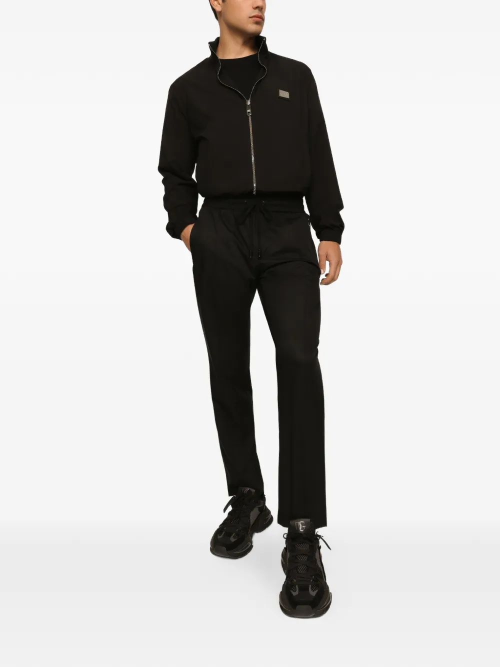 Dolce & Gabbana Licht nylon jack met logo-label Zwart