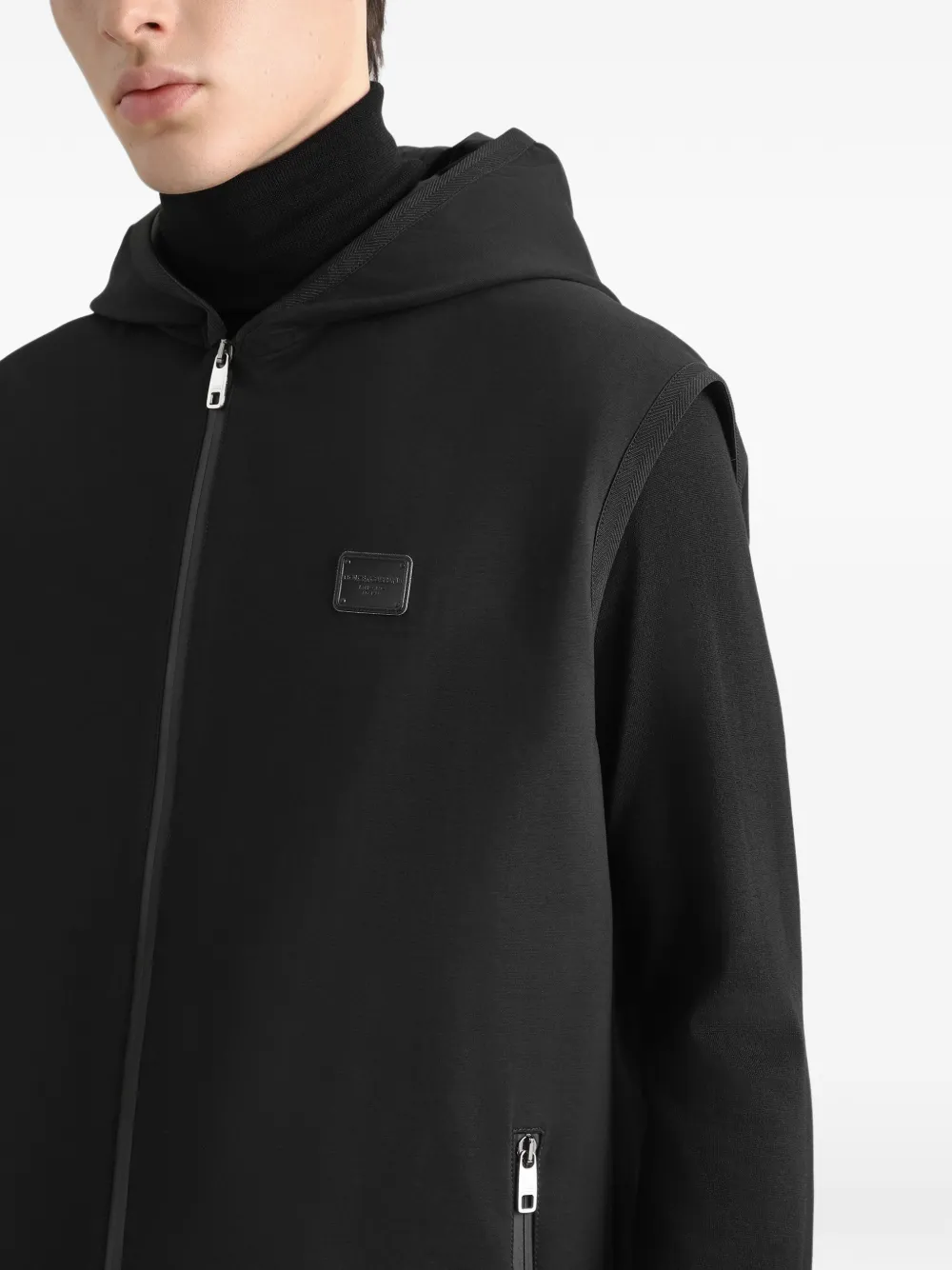 Dolce & Gabbana Spencer van technisch materiaal met capuchon Zwart