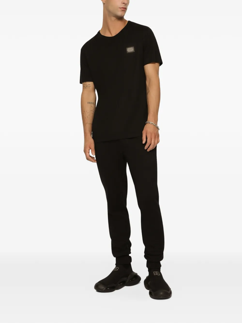Dolce & Gabbana Katoenen T-shirt met logo-label Zwart