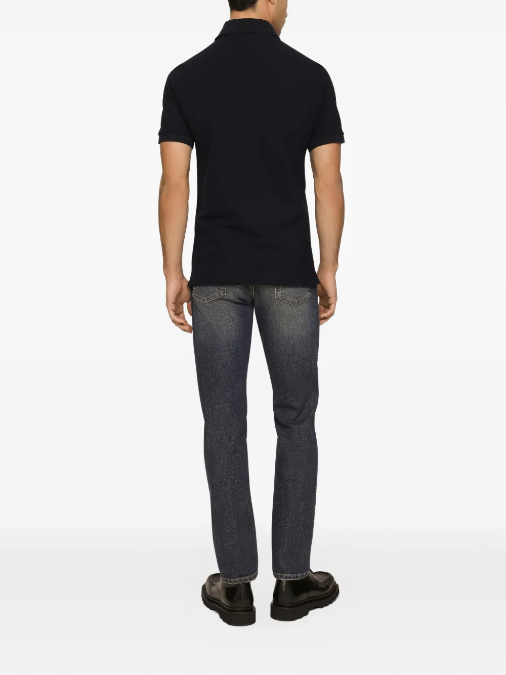 Dolce & Gabbana Katoenen piqué poloshirt met label Blauw