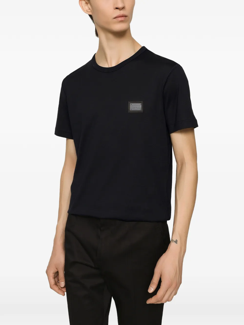 Dolce & Gabbana Katoenen T-shirt met logo-label Blauw
