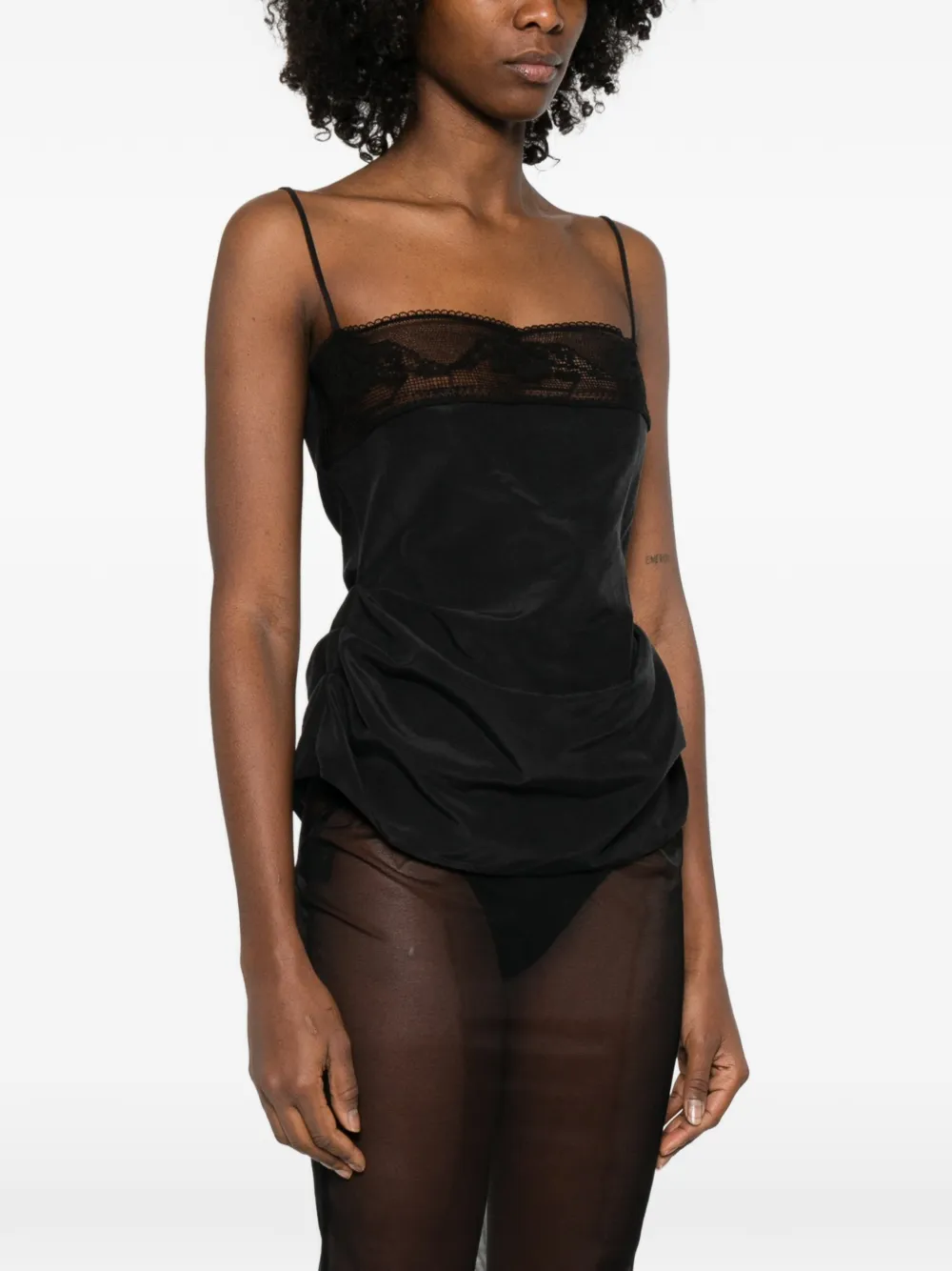 Magda Butrym lace-trim top - Zwart