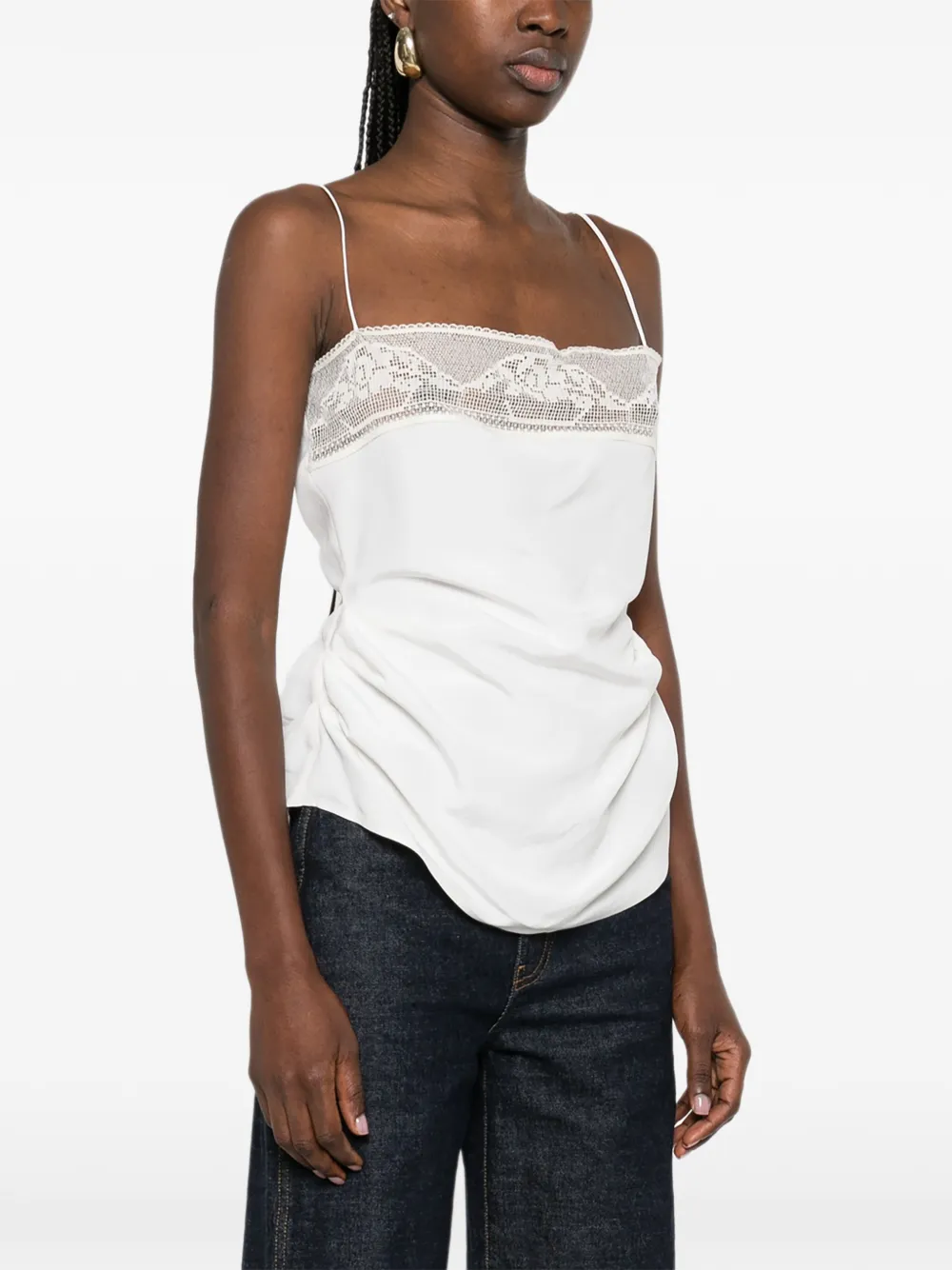  Magda Butrym Lace Ruched Top - Neutrals 