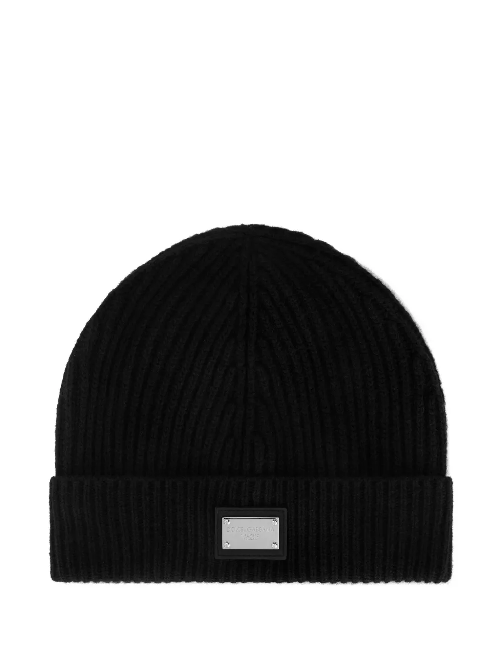 Dolce & Gabbana cashmere and wool hat with branded tag - Nero