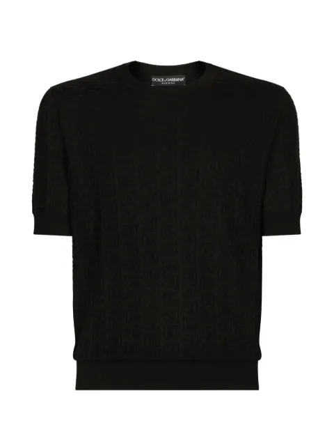 Dolce & Gabbana silk jacquard round-neck sweater with DG logo