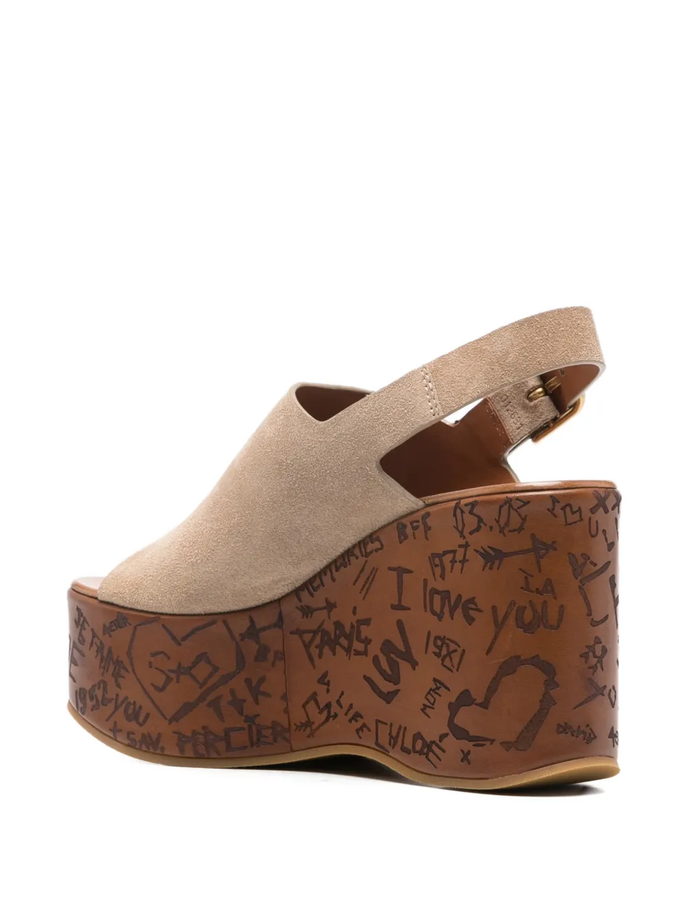 Chloé Maxime Suede Platform Wedge Sandals In Neutral