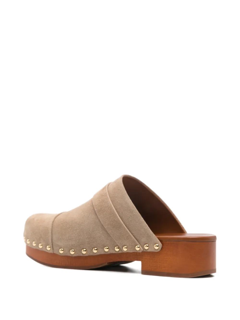 Chloé Jeannette Embellished Suede Clogs In Brown