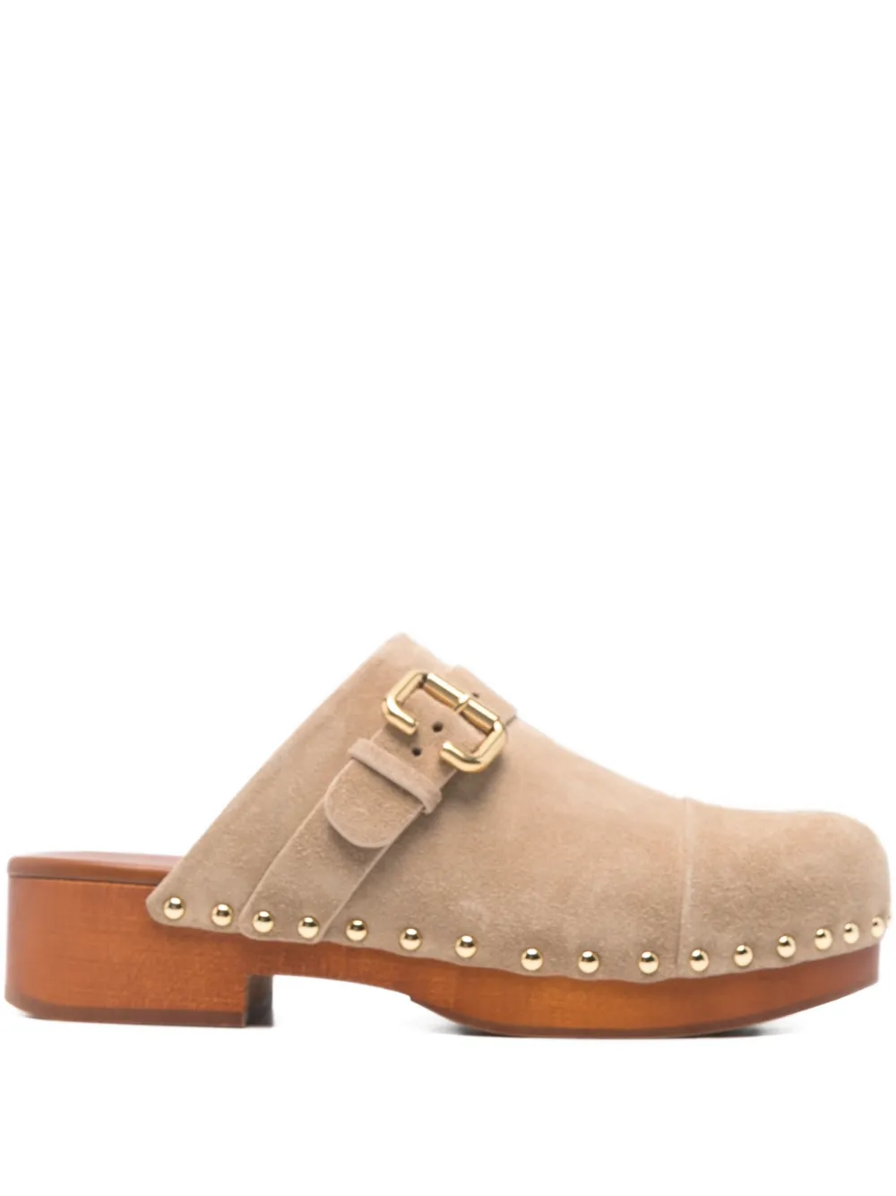 Chloé Jeannette Embellished Suede Clogs In Brown