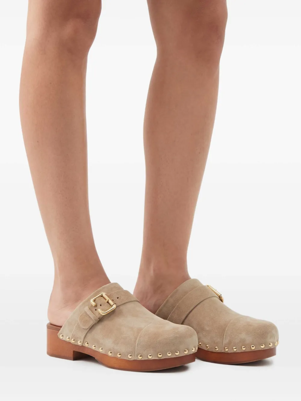  Chloé Mules Jeannette Con Apliques - Neutro 