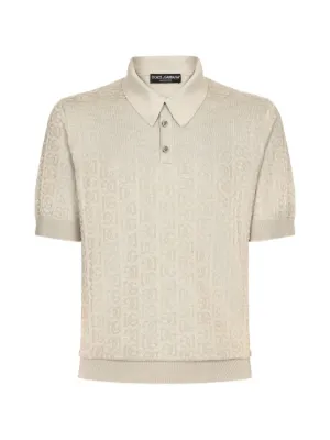 トップス Dolce&gabbana damask polo shirt Dolce & Gabbana monogram-jacquard Silk Polo Shirt | Neutrals
