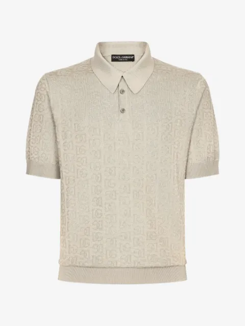 Dolce & Gabbana silk jacquard polo shirt with DG logo