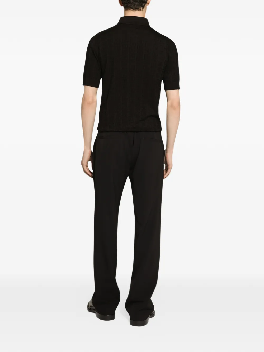 Dolce & Gabbana Zijden jacquard poloshirt met DG-logo Zwart