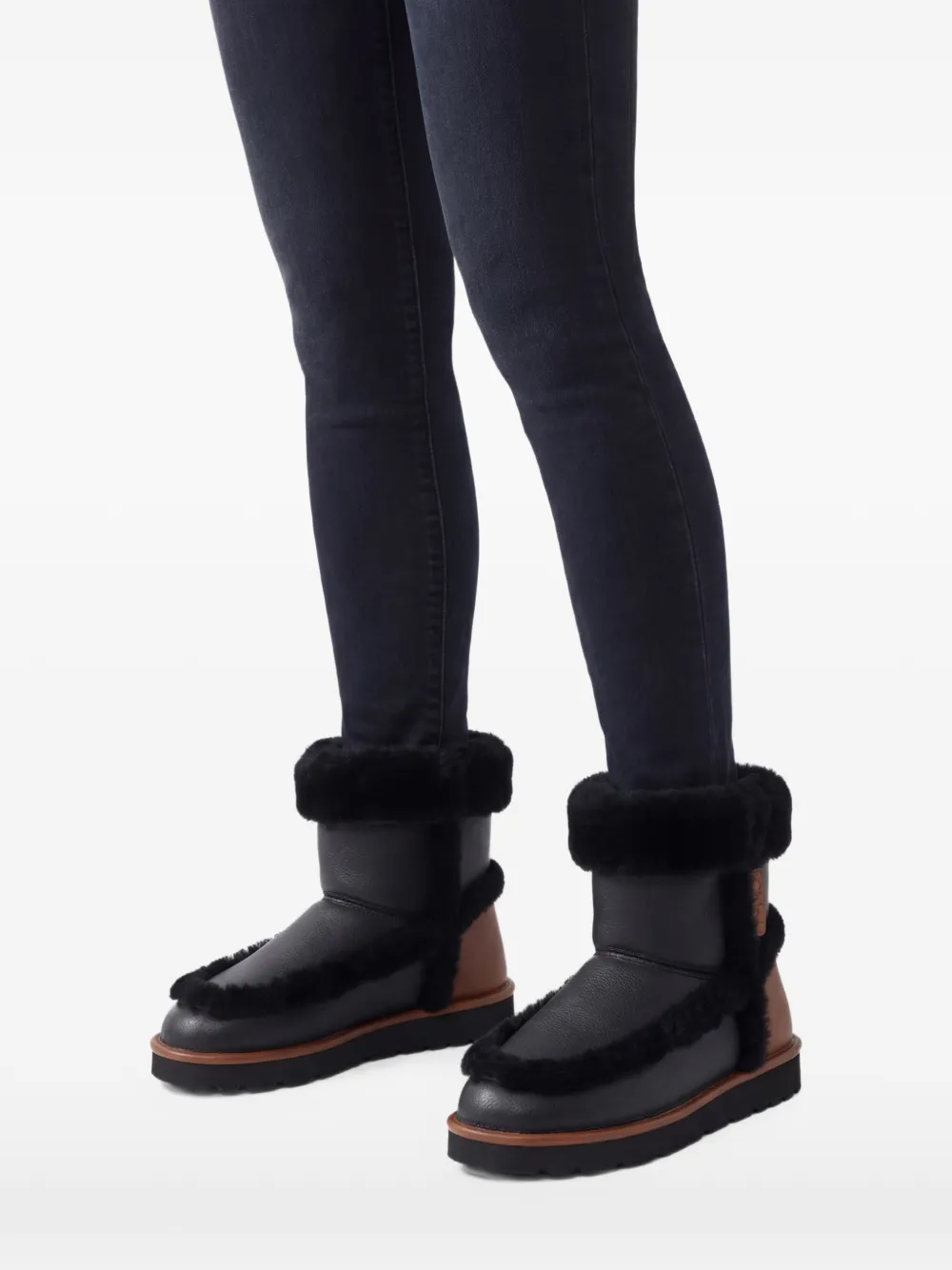 Chloé Dolcie leren lammy laarzen met plateauzool Zwart