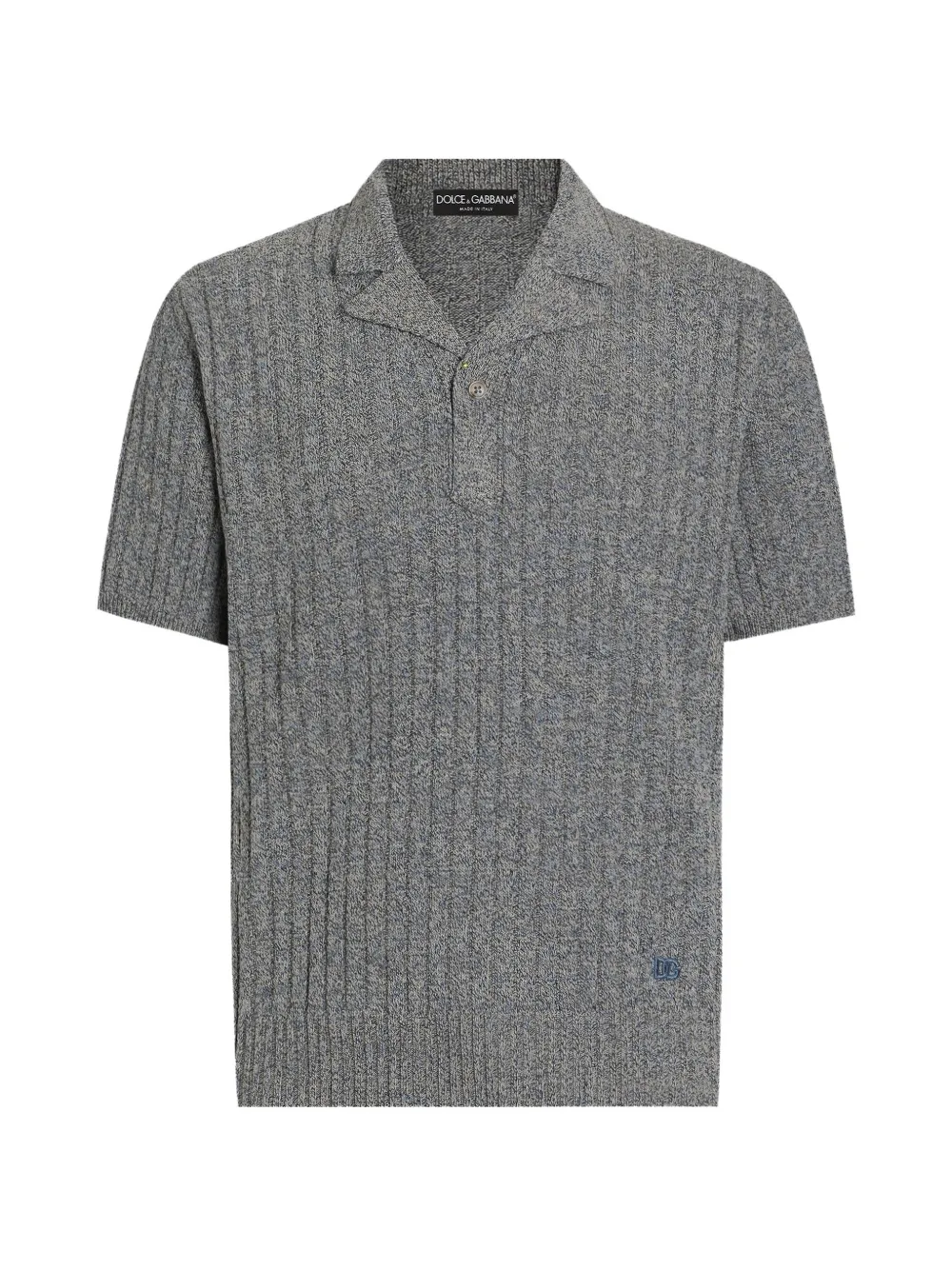 Dolce & Gabbana ribbed cotton and linen polo shirt - Grigio