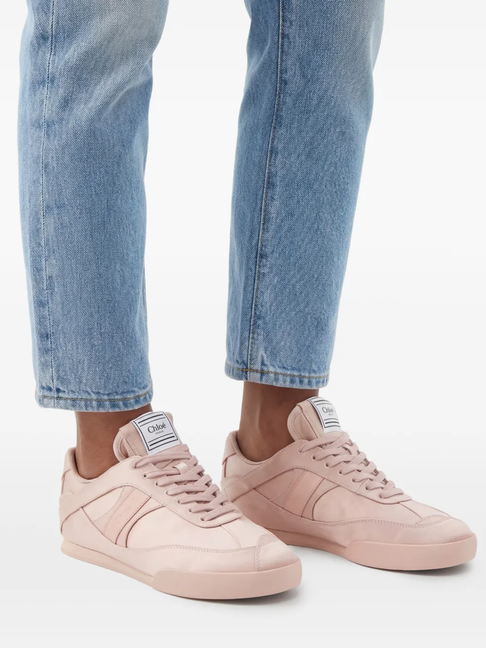 Chloé Kick satijnen mid-top sneakers Beige