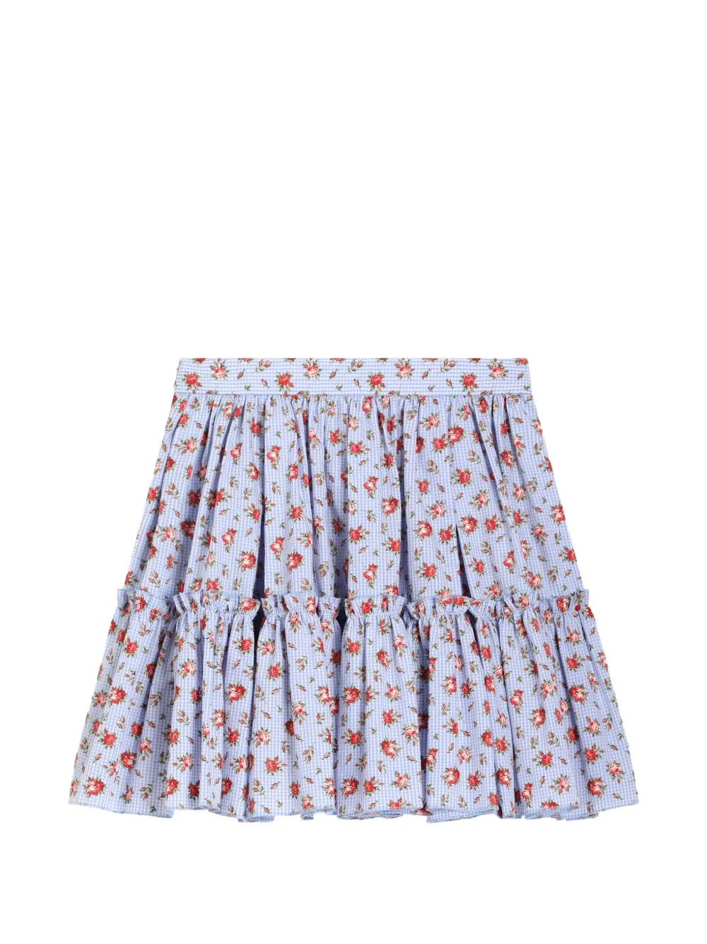Floral-Pattern Ruffled Skirt