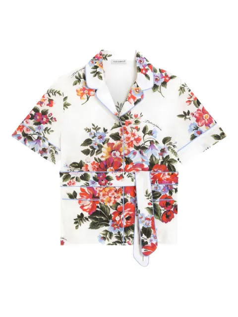 Dolce & Gabbana Kids top con cinturón y estampado floral