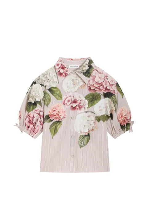 Dolce & Gabbana Kids hydrangea-print striped poplin shirt
