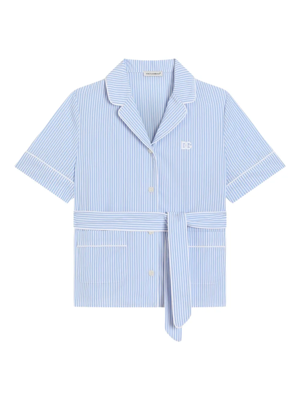 Dolce & Gabbana Kids Top a righe con cintura - Blu