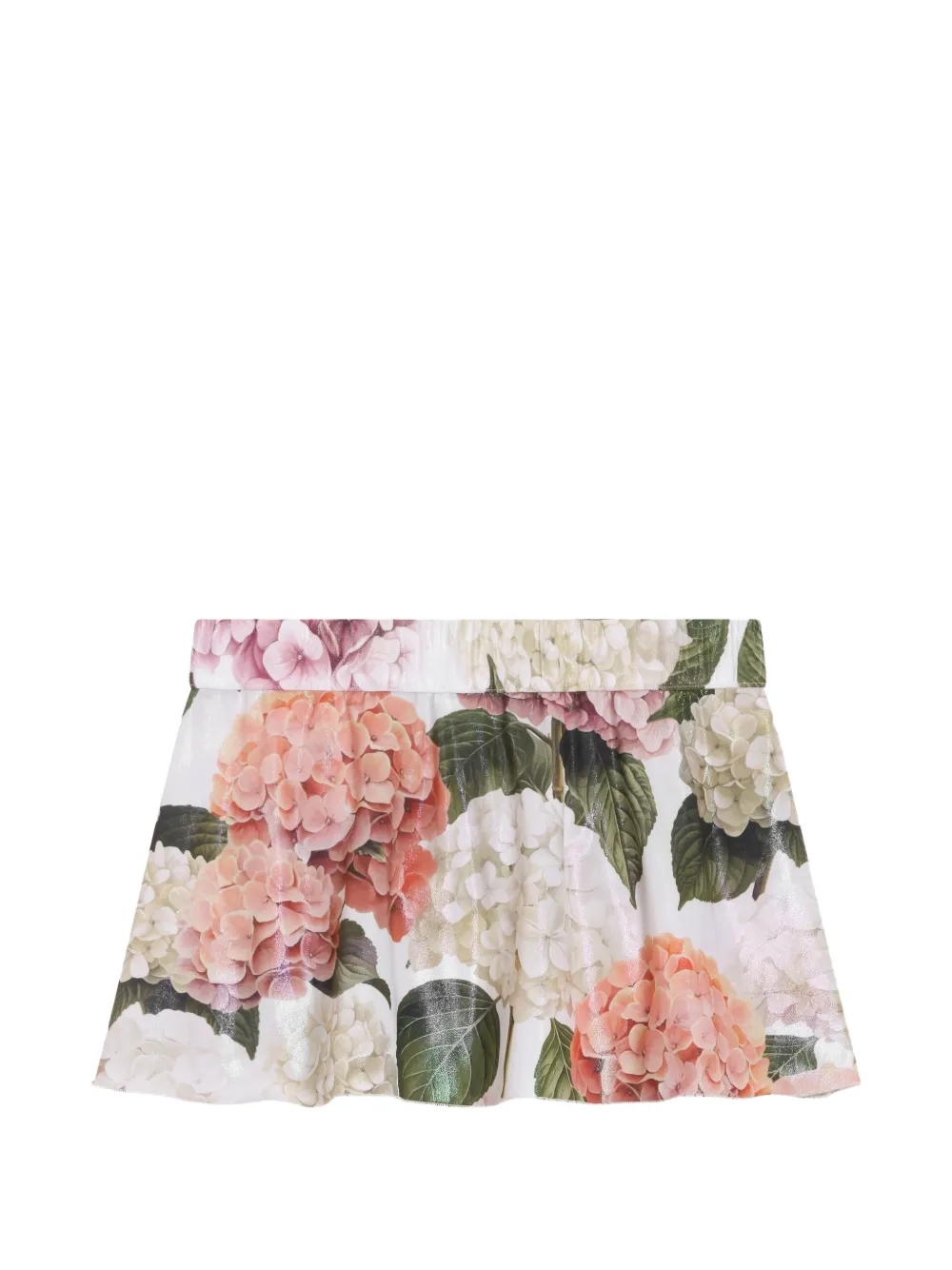 Dolce & Gabbana Kids Gonna corta con stampa Hydrangea - Bianco