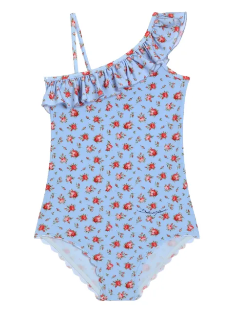 Dolce & Gabbana Kids ruffled floral-print swimsuit