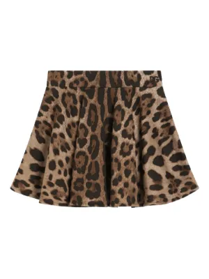 Dolce & Gabbana Kids leopard-print Jacquard Miniskirt | Brown