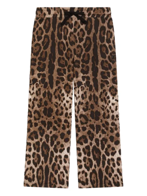 Dolce & Gabbana Kids drawstring leopard-pattern trousers