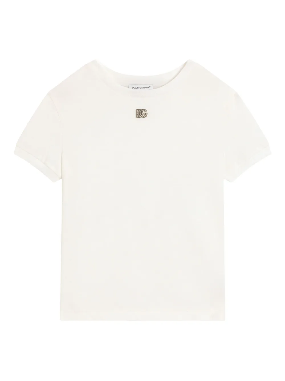Dolce & Gabbana Kids T-shirt con placca logo - Bianco