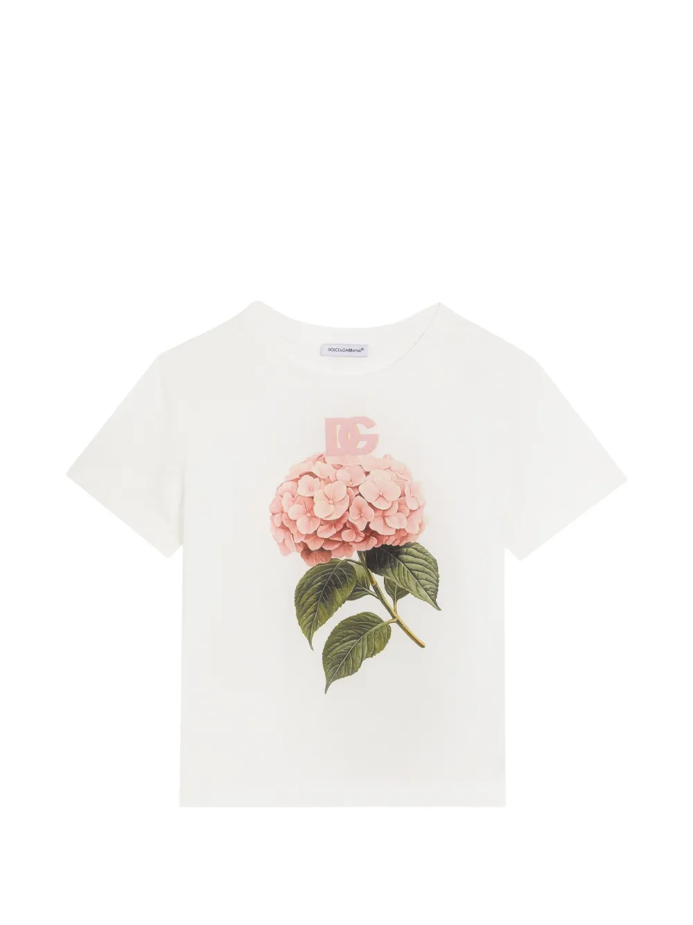 Dolce & Gabbana Kids jersey T-shirt with print and DG-logo - Bianco