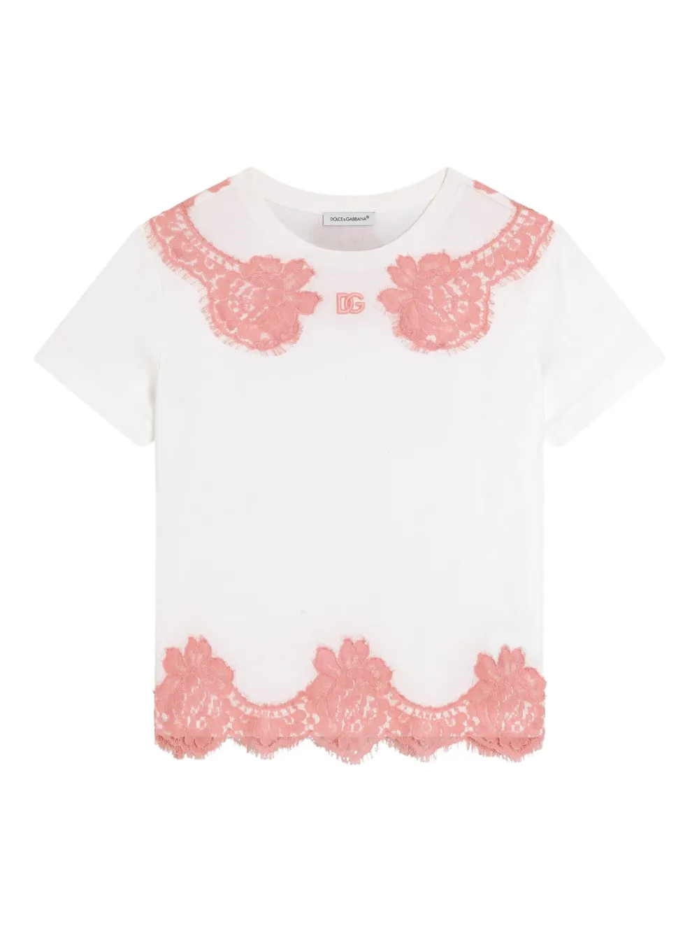 Dolce & Gabbana Kids T-Shirt mit Spitze - Weiß
