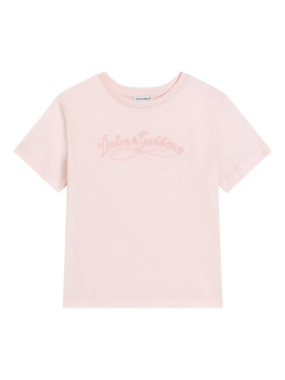 Dolce & Gabbana Kids logo-embroidered T-shirt - Rosa