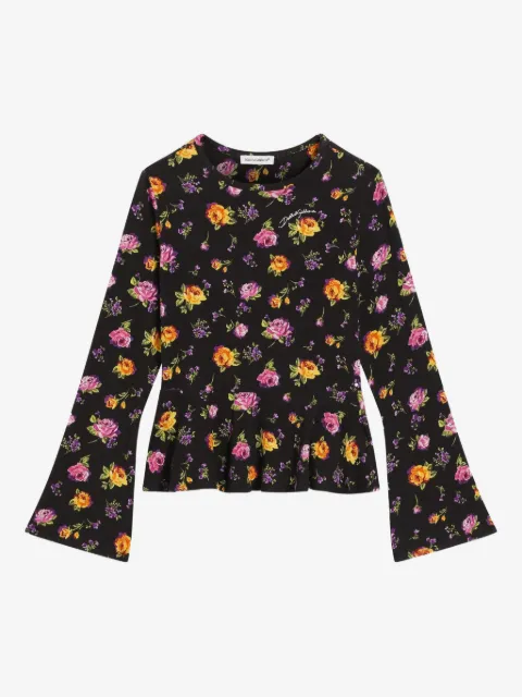Dolce & Gabbana Kids blusa acampanada con estampado floral