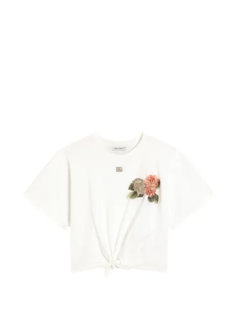 Dolce & Gabbana Kids jersey T-shirt with floral embellishments and DG-logo