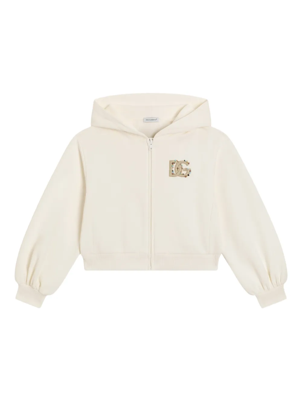 Dolce & Gabbana Kids logo-embroidered zip hoodie - White