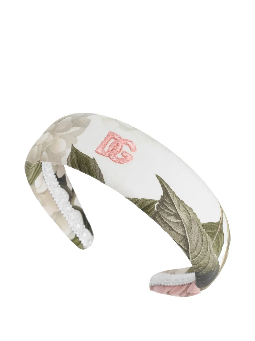  Dolce & Gabbana Kids Hydrangea-print Poplin Headband - White 