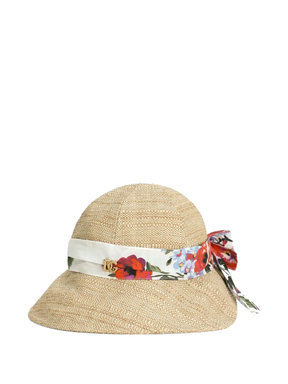 Dolce & Gabbana Kids floral-print bow hat - Toni neutri
